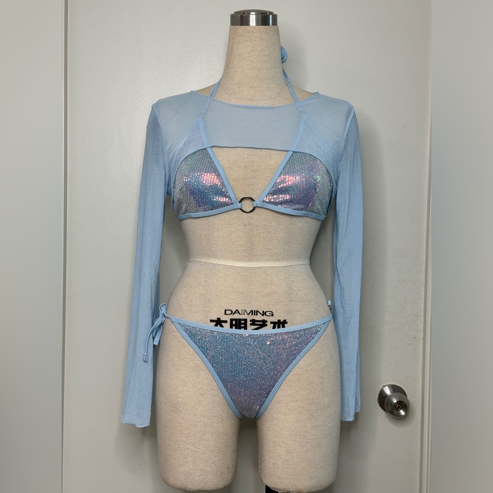 Blue sequins bikini set